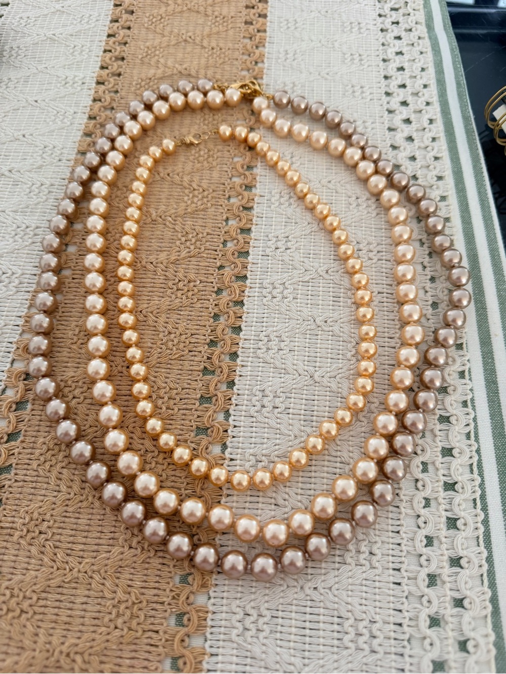 Joan Rivers Triple-Strand Pearl Necklace in Champagne and Gold